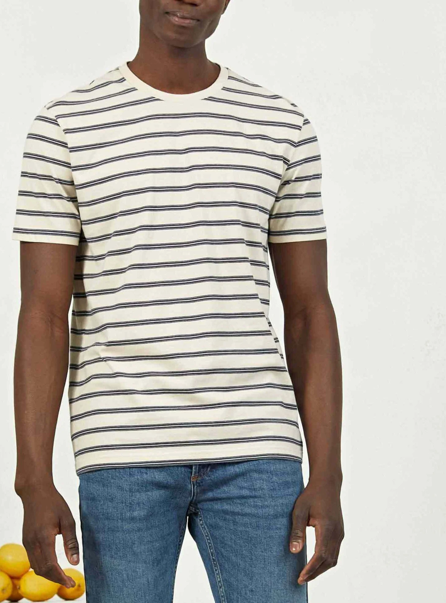 T-Shirt Fred Rayé Ecru Bleu