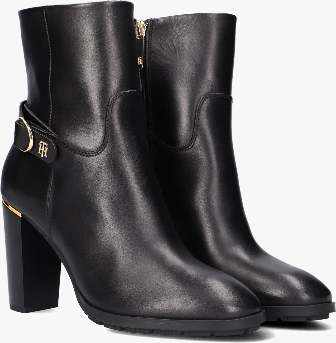 TOMMY HILFIGER zwarte tommy hilfiger enkellaarsjes belt high heel boot