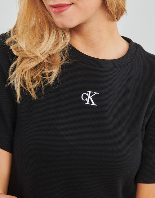 Calvin Klein Jeans - CK RIB LONG T-SHIRT DRESS - Noir