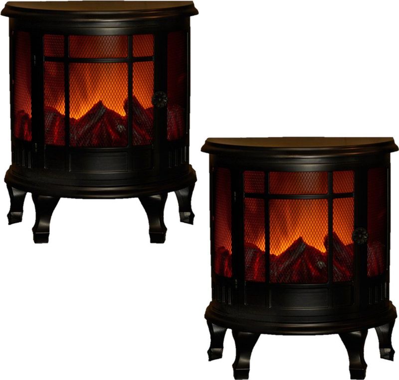 Anna's Collection LED sfeerhaard - zwart - L30 x B16 x H35 cm - open haard - verlichting