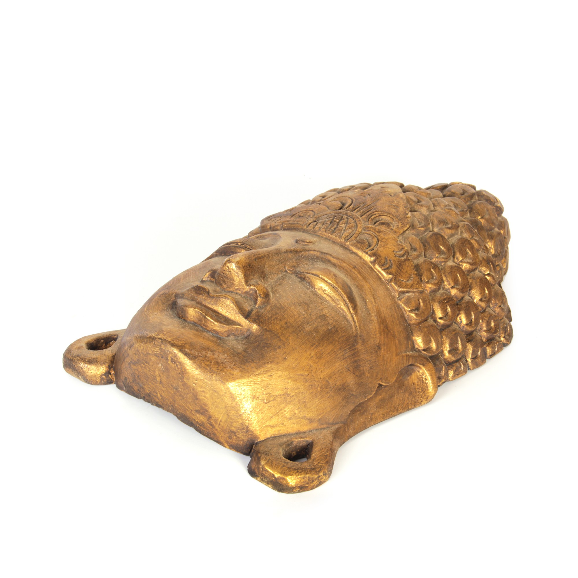 Buddha-Maske, aus Albesiaholz, gold, B 23 cm, H 40 cm von fischer's lagerhaus