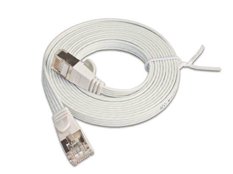 SLIM Slimpatchkabel RJ-45 - RJ-45, Cat 6, STP, 0.5 m, Weiss Geschirmtes Twisted-Pair-Kabel (STP) mit Klinkenschutz