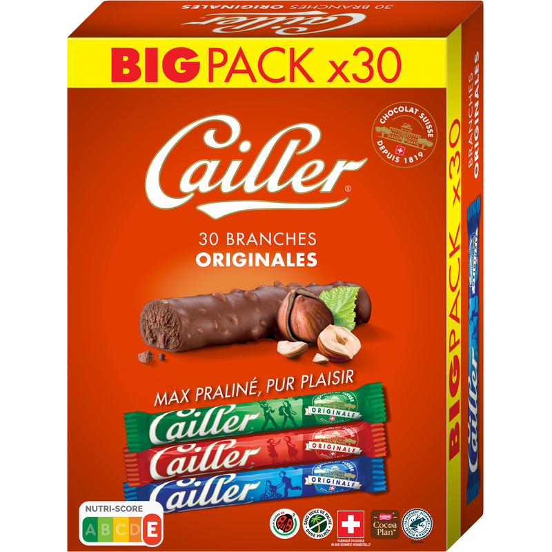 Cailler Branches S Schokoladenriegel Original, 23 g, 30 Stück