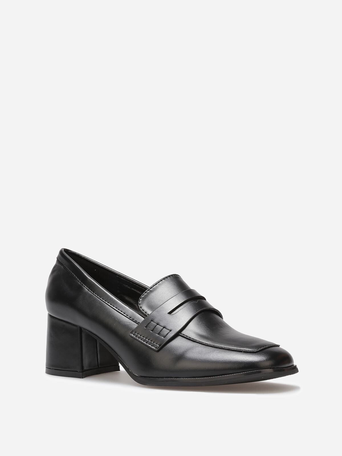 Mocassins à talon et surpiqûres- Noir