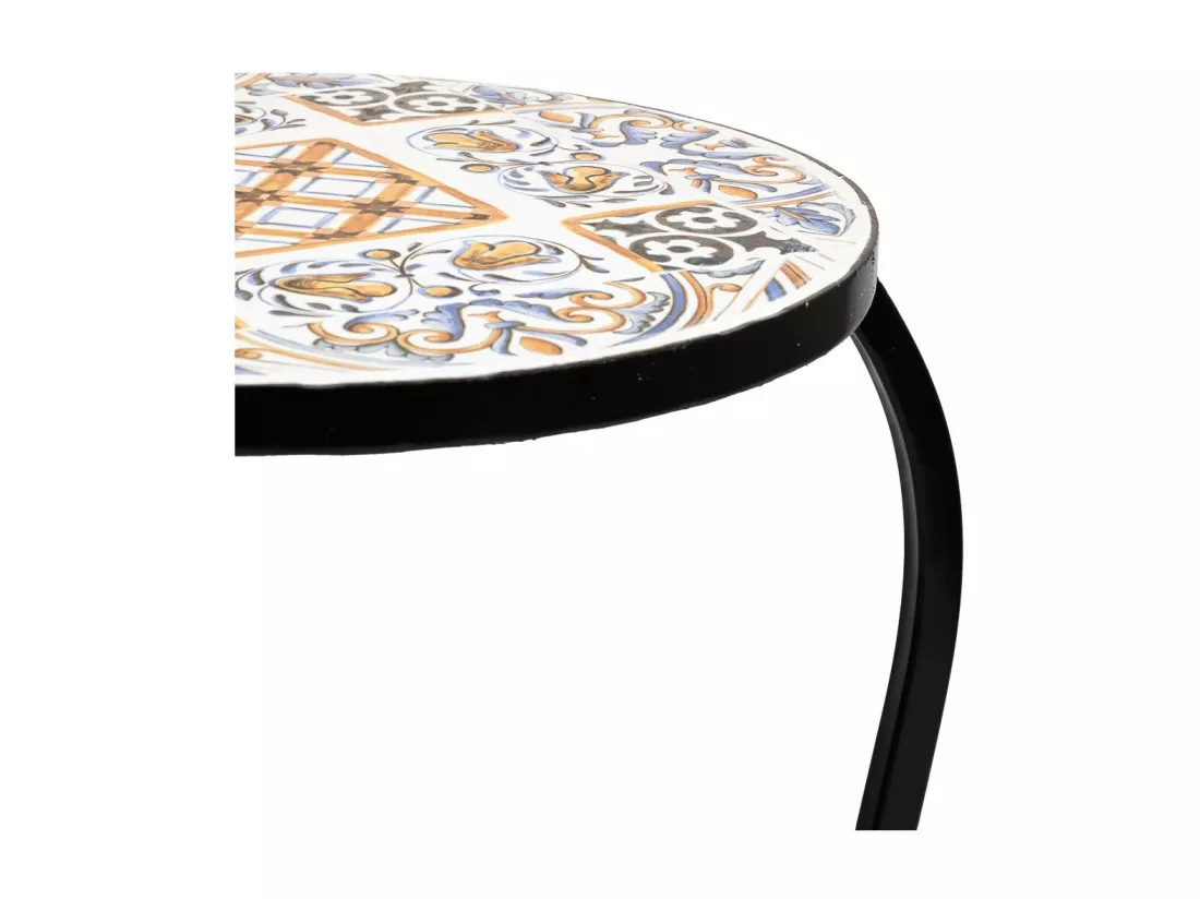 Ensemble de 3 supports en mosaïque et métal noirs
