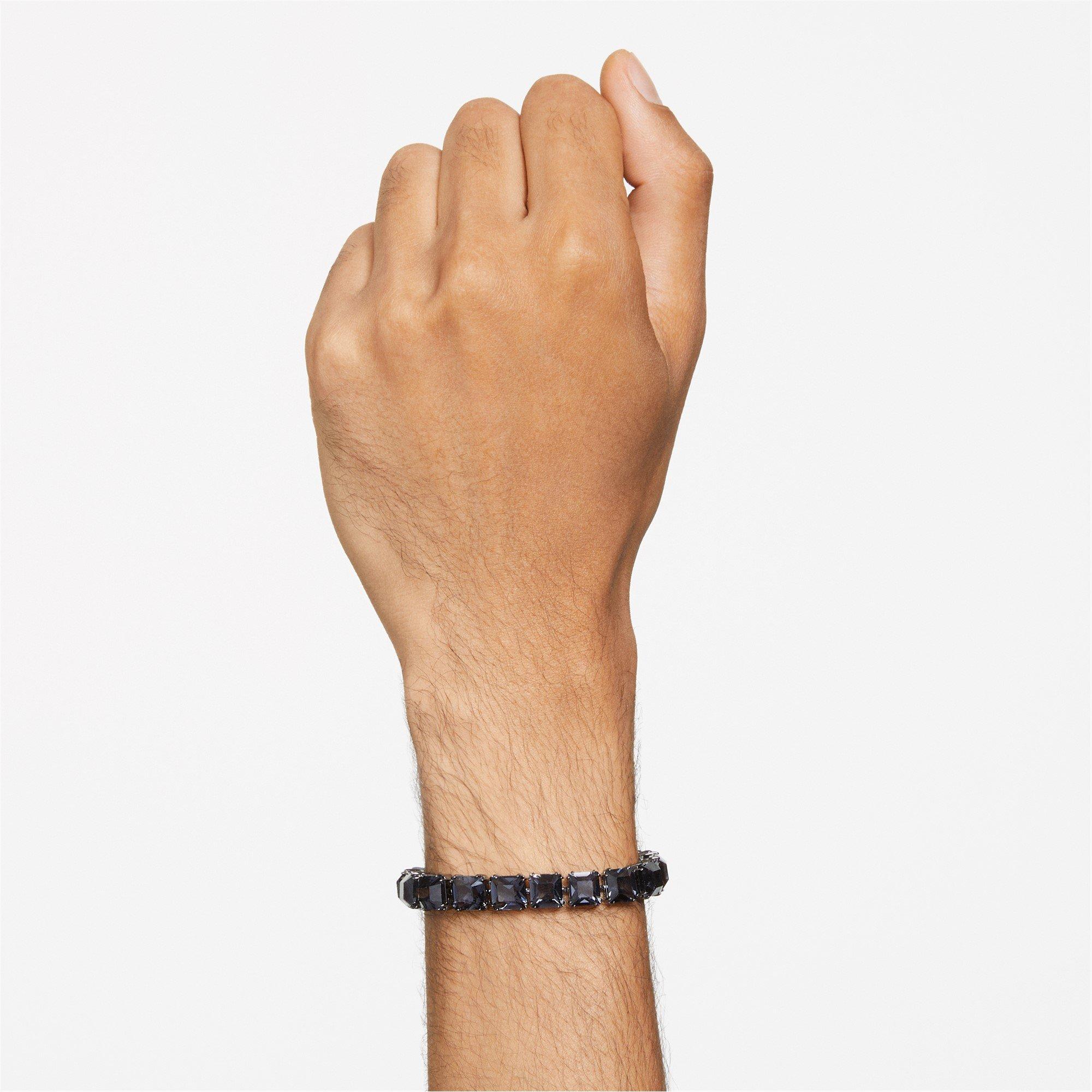 Swarovski Millenia bracelet, Square cut, Medium, Gray, Ruthenium plated