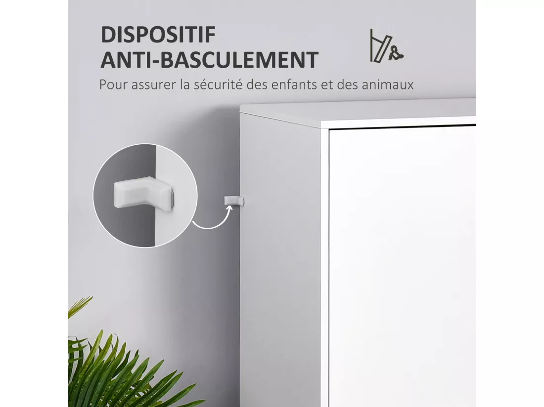 Armoire de rangement design scandinave - armoire de chambre - placard 2 portes avec penderie et étagère - 2 tiroirs coulissants - panneaux particules blanc chêne clair
