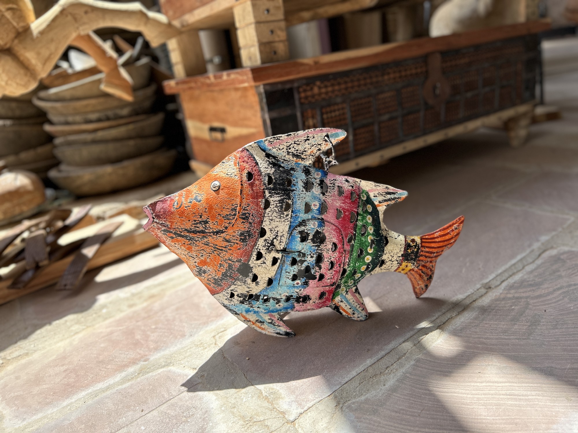 Hängelaterne 'Poisson', multicolor, B 54 cm, H 35 cm, L 13 cm von fischer's lagerhaus
