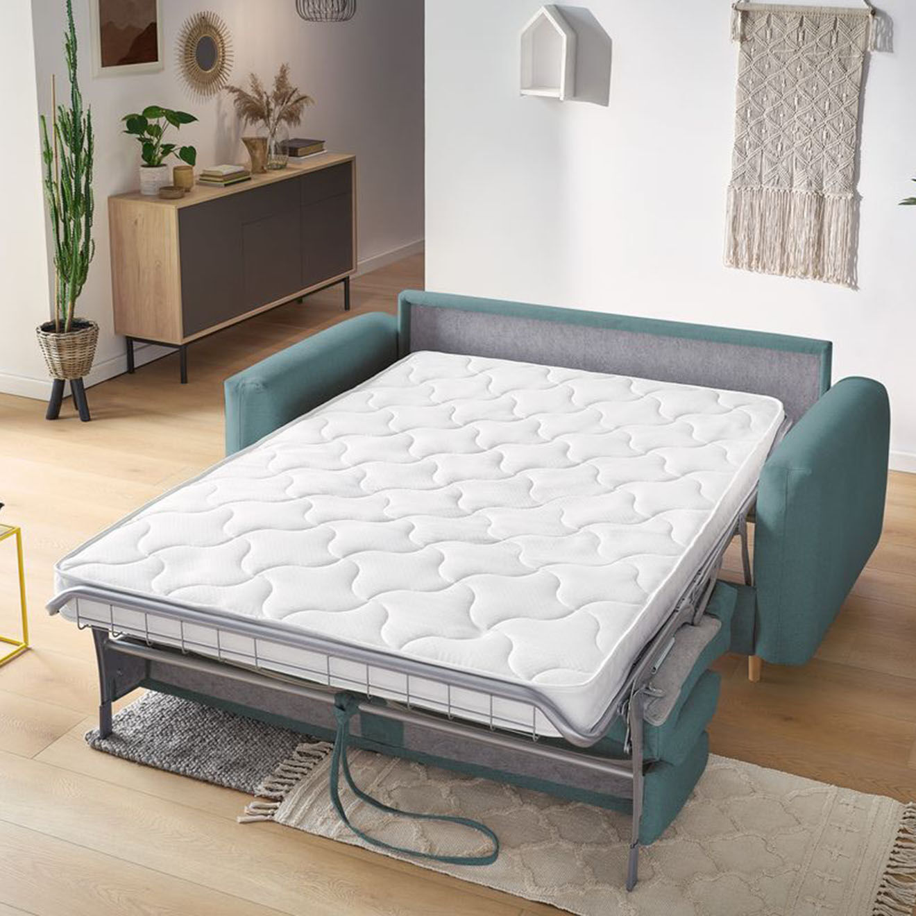 Bobochic Canapé droit cocoone convertible express  bleu foncé - 200x105x98 cm