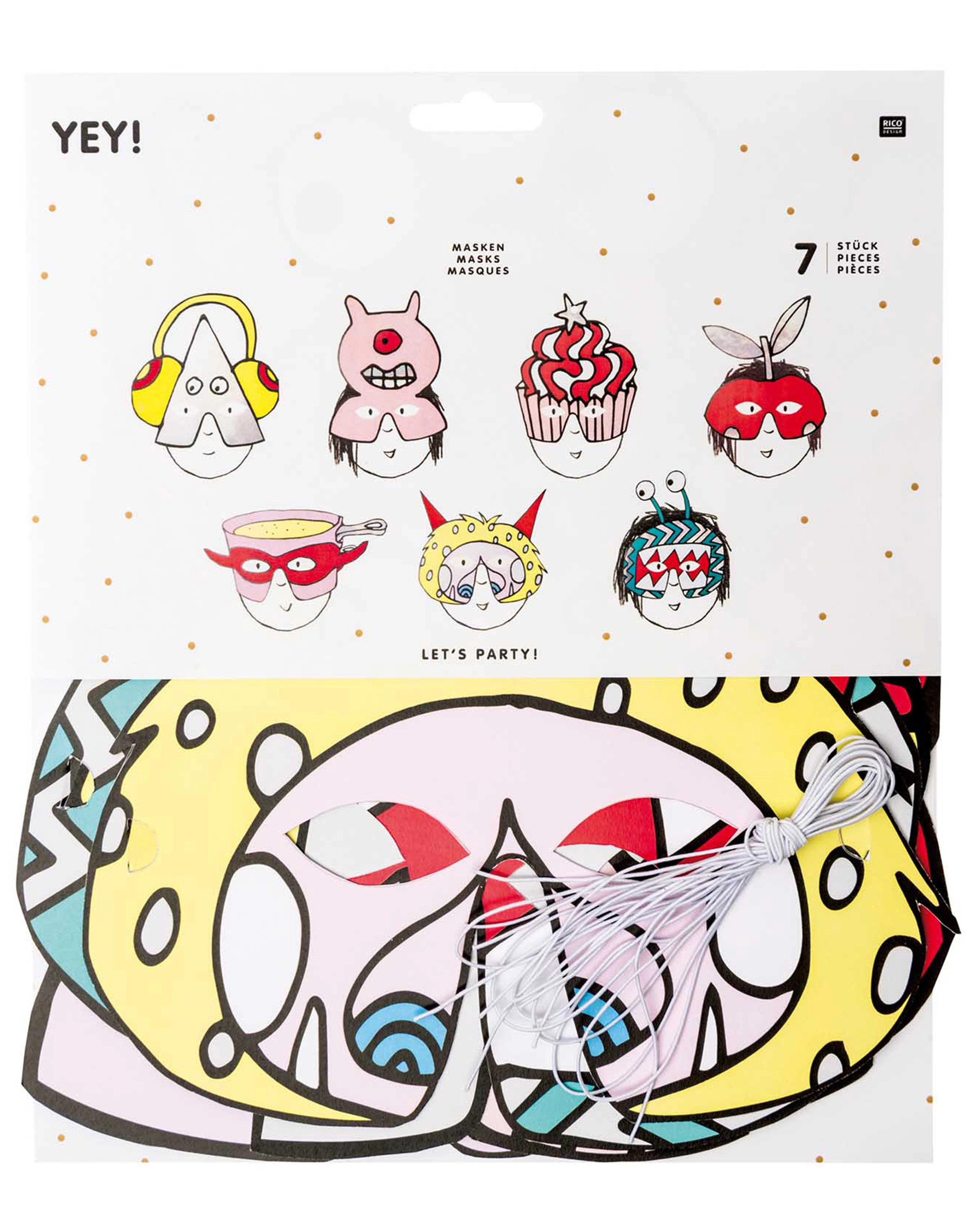 Papier-Masken MONSTER PARTY 7er-Pack