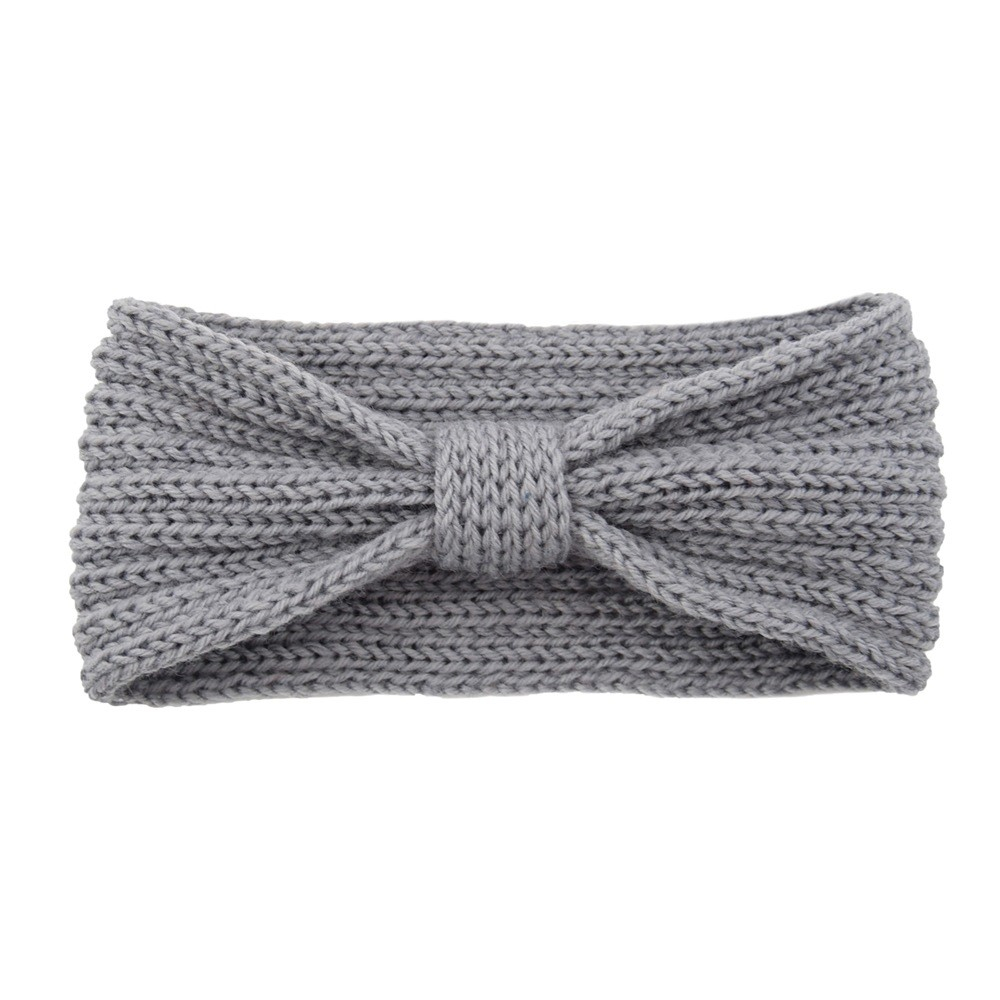 Damen Stirnband Strick Accessoire Bandana mit Knoten (One Size) - Grau