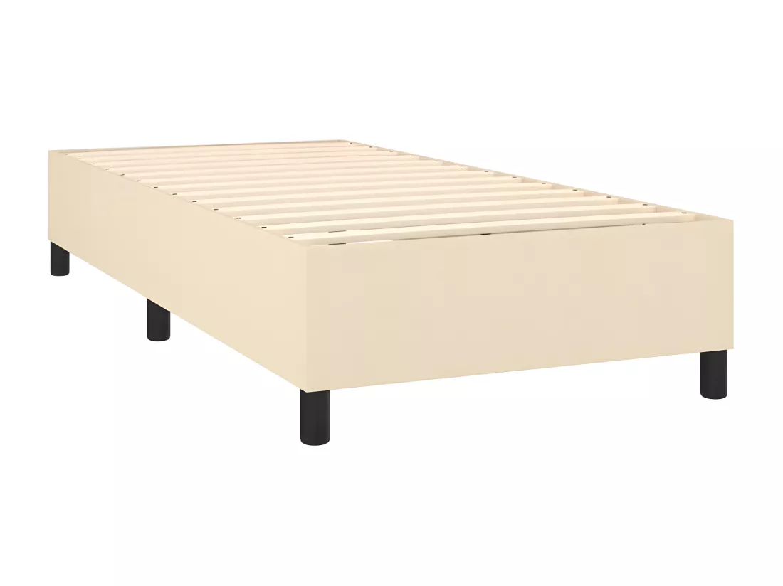 Sommier tapissier avec matelas et LED Crème 100x200 cm Tissu
