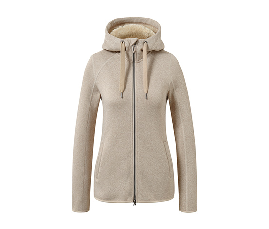 Kapuzen-Strickfleecejacke, sandfarben