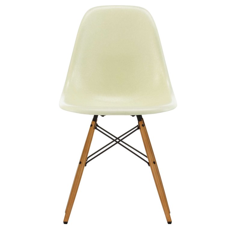 Vitra Eames DSW Fiberglass stoel geelachtig esdoorn, parchment