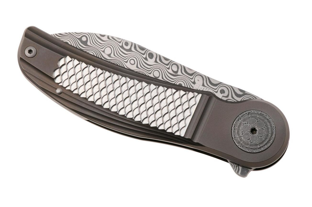 CRKT Monument 4001 Rose Damasteel, Grey Titanium Grey Textured Inlay, zakmes, Michael Walker design