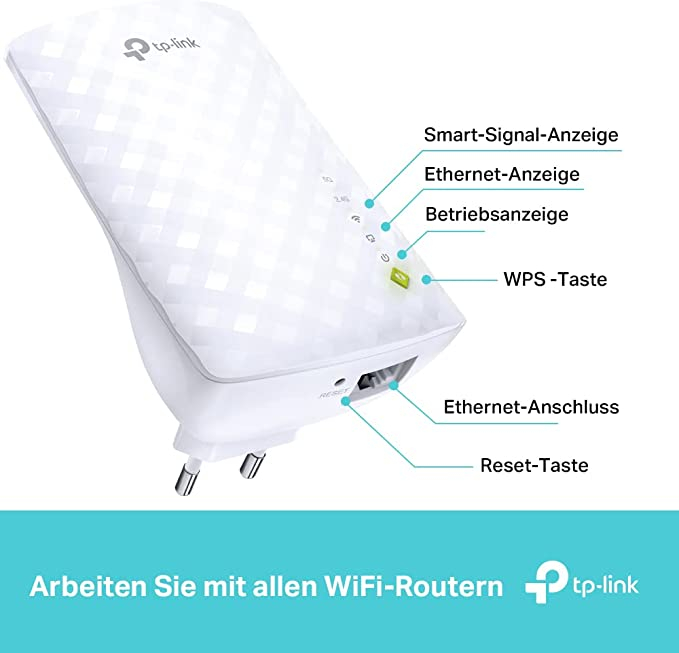 (433Mbps) Mesh Wi-Fi Extender AC750 WLAN Repeater WiFi Verstärker 2.4/5GHz (RE200) - Weiss