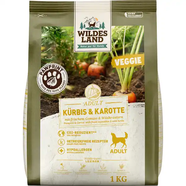 Hundefutter Adult PawPrint Veggie Kürbis & Karotte