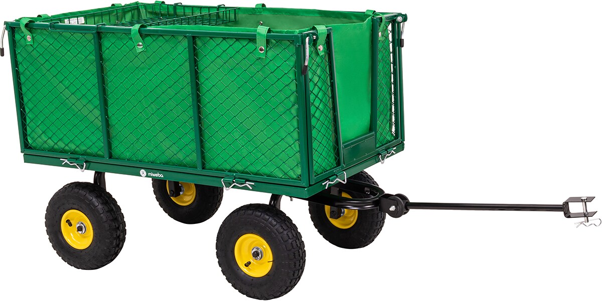 Miweba Bollerwagen MB-550, klappbare Seitenwände, Zuladung bis 550 kg, abnehmbare Polyesterplane (Grün)