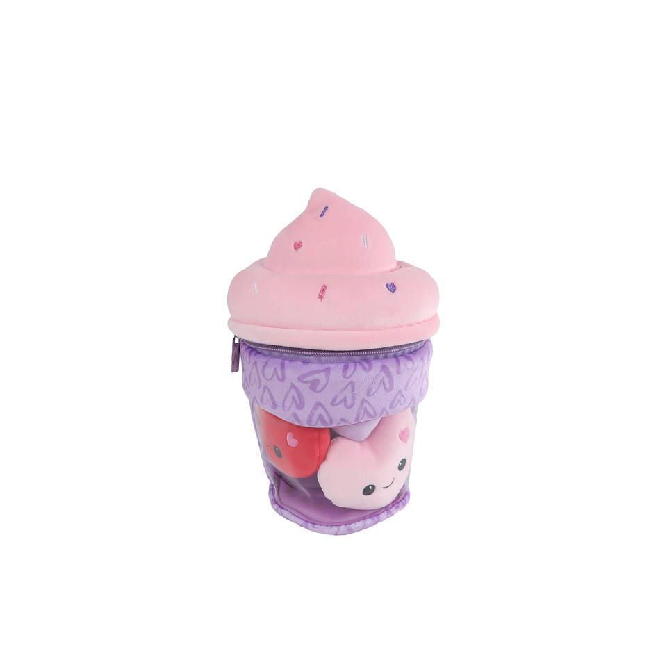 Fluffy menu pluchen ijsje met 3 hartjes - 25 cm