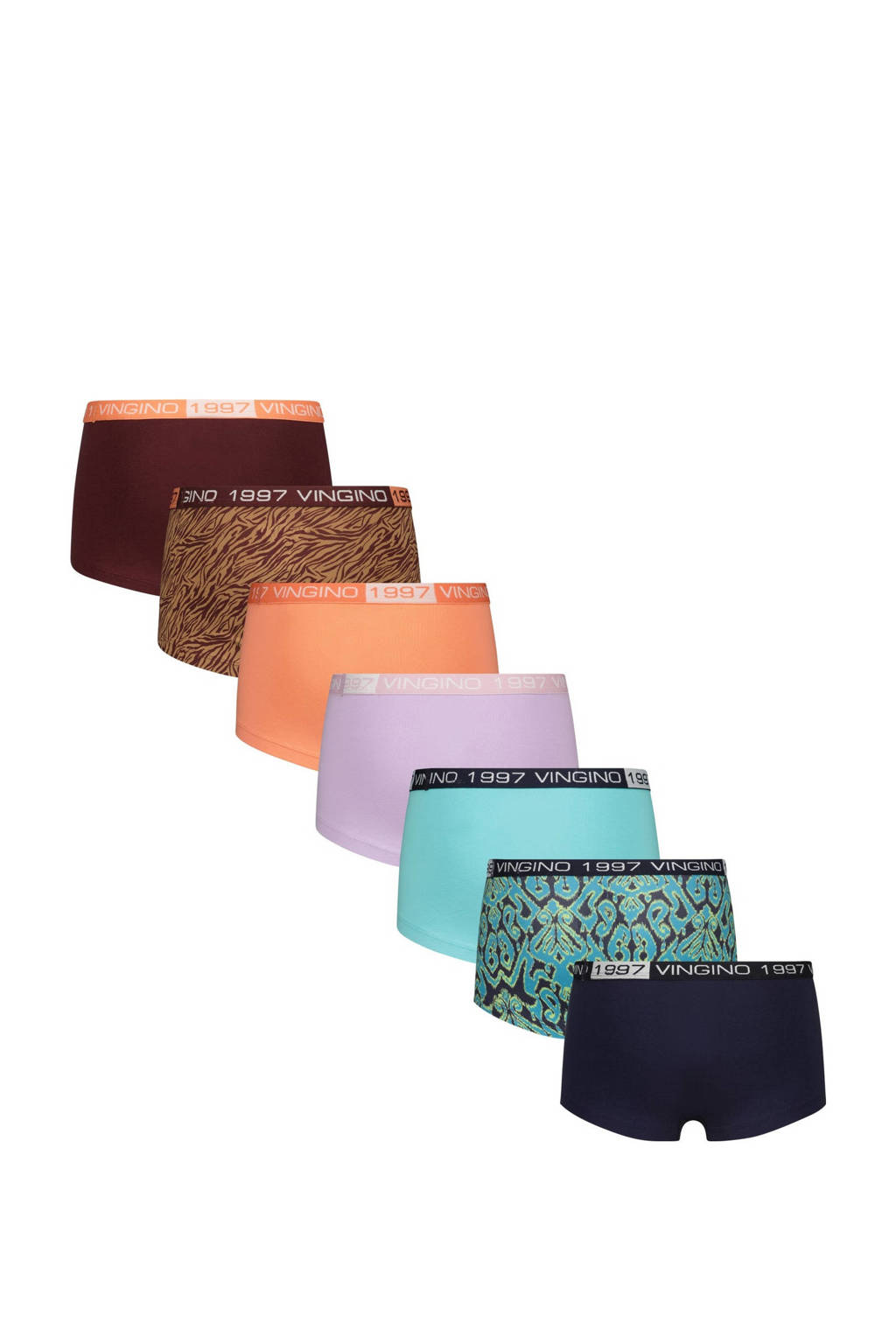 short - set van 7 koraal/multicolor