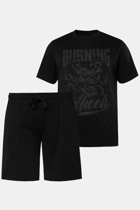 Schlafanzug, kurzer Zweiteiler, Bauchfit, T-Shirt mit Print, bis 8 XL