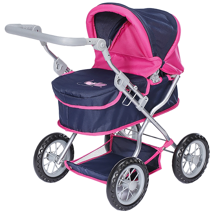 knorr toys® Puppenwagen First - flying hearts blue pink blau