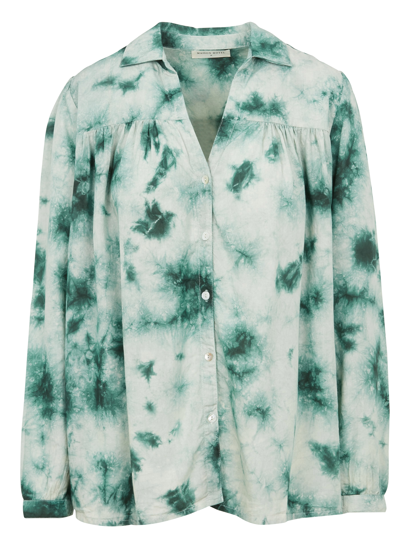 OTIS - Blouse col V à revers imprimée| Vert