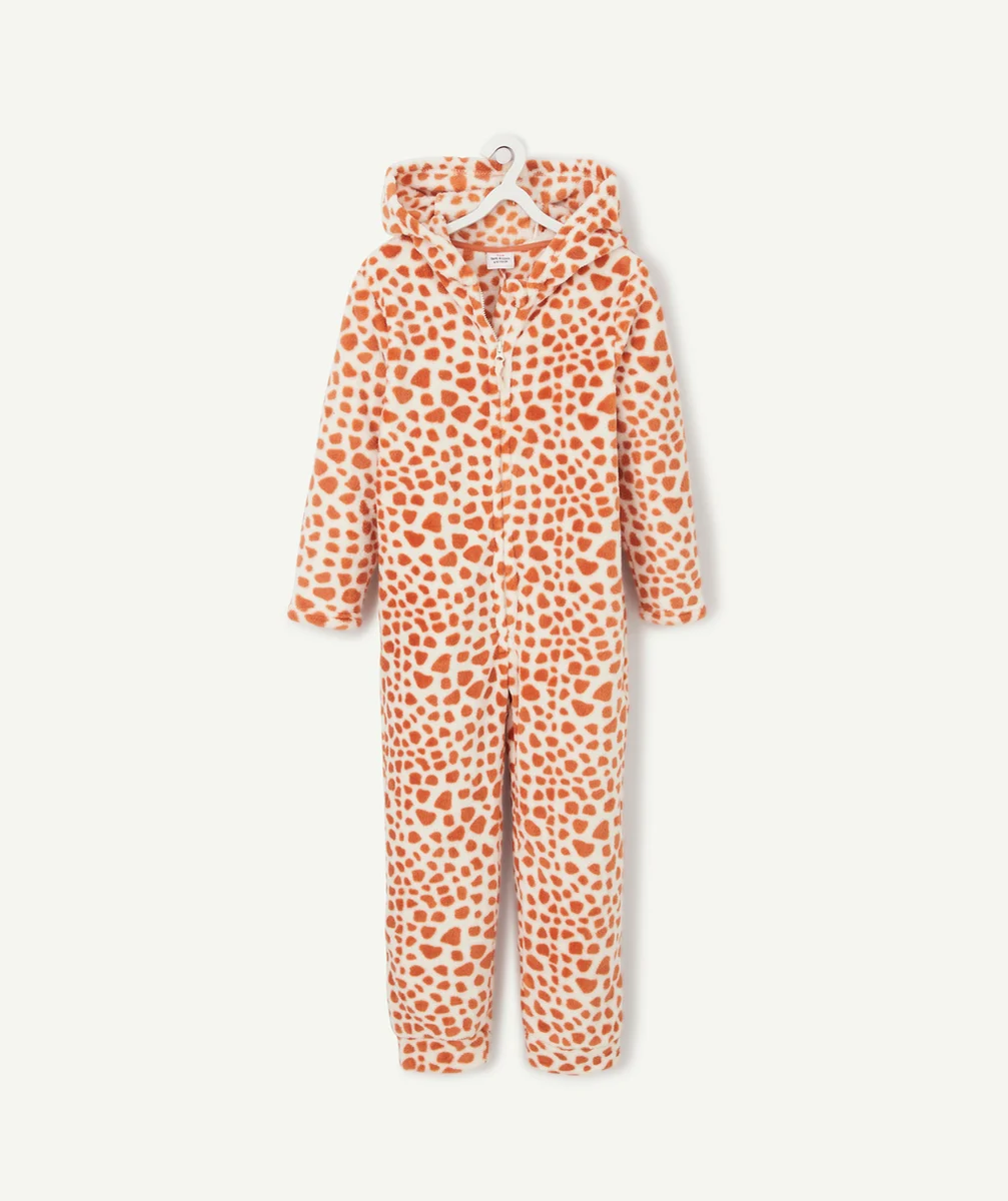 SURPYJAMA POLAIRE FILLE MOTIF ANIMALIER ORANGE