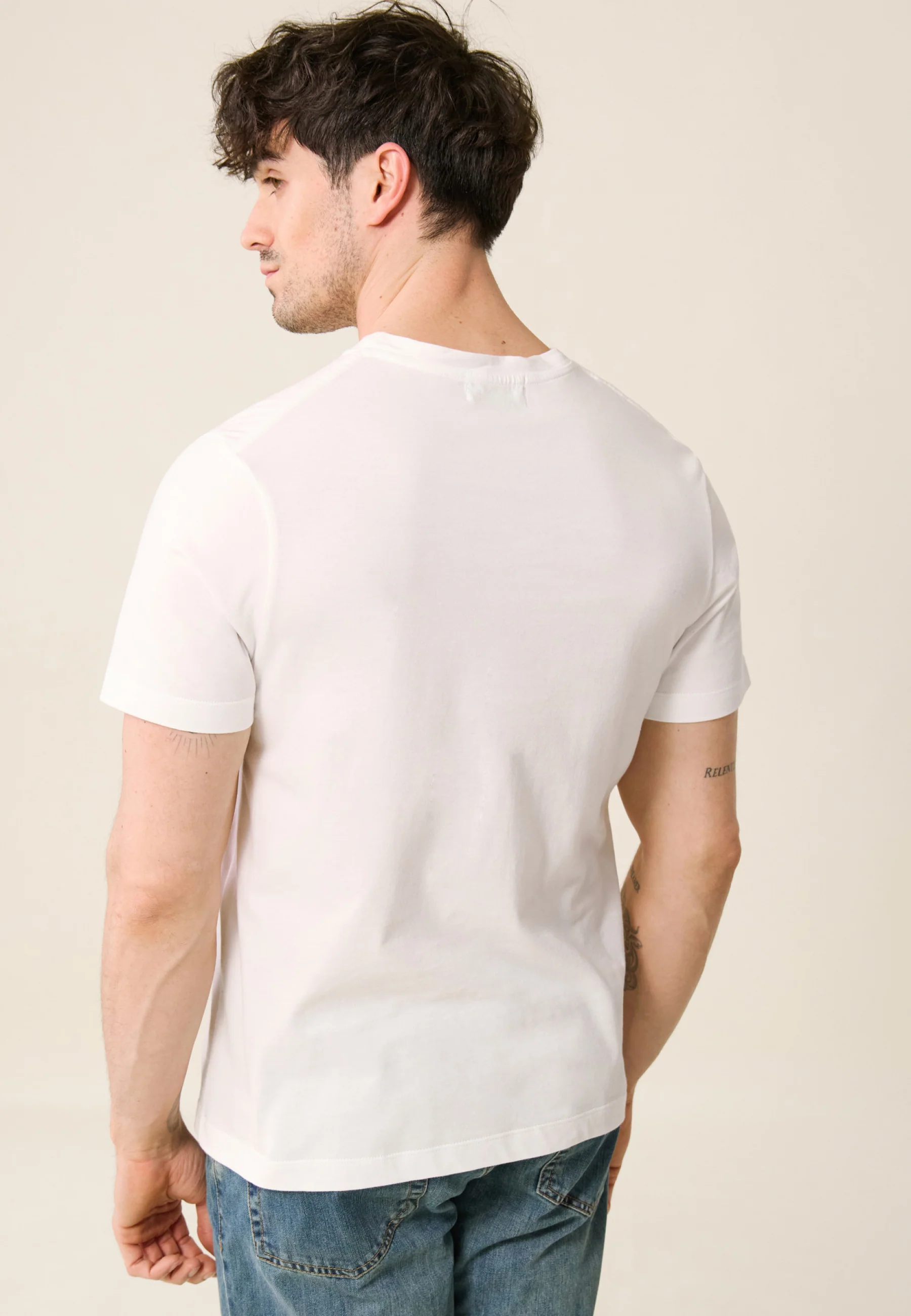 T-shirt de pyjama mixte col rond en coton-Jean-F Blanc