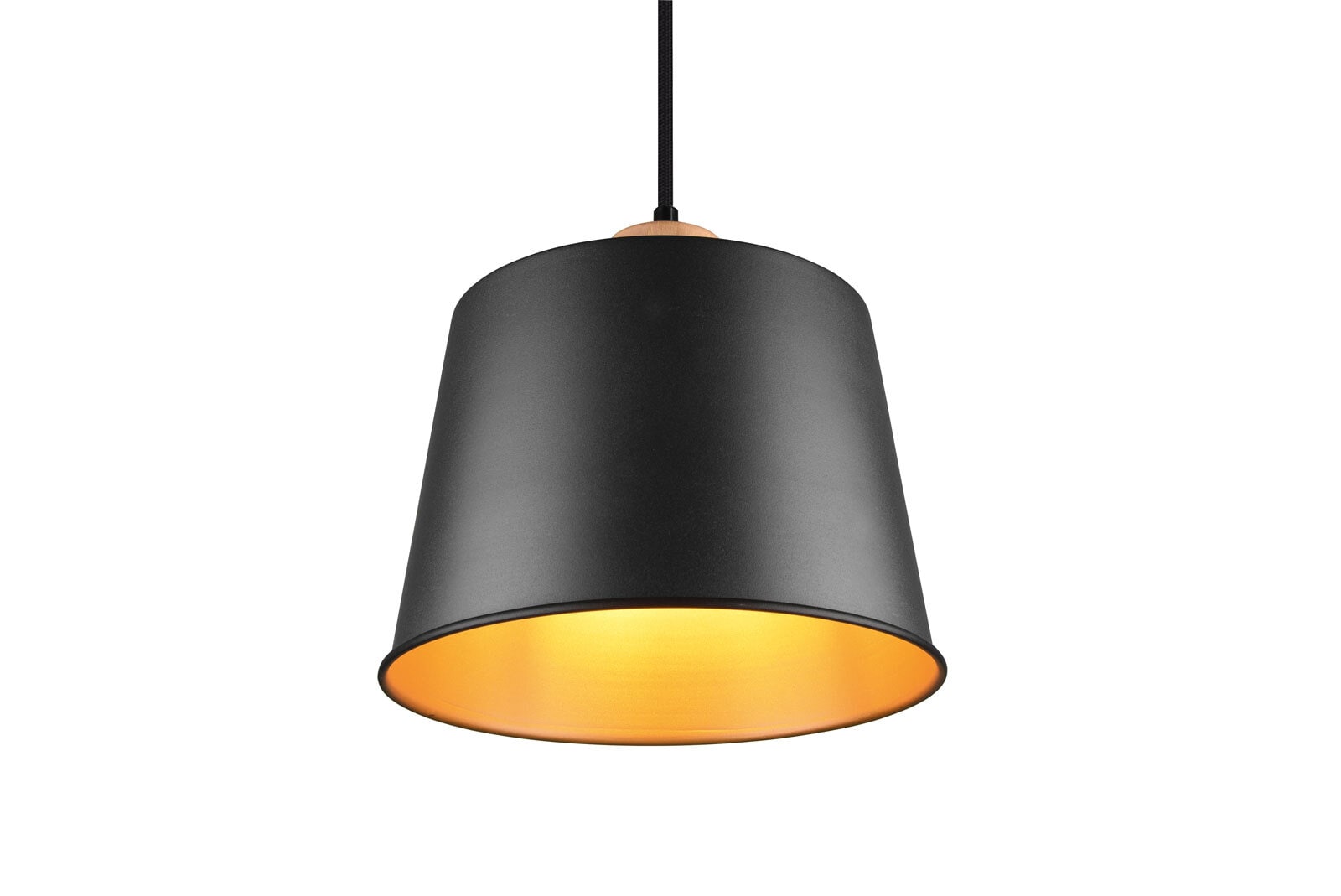 Harris Pendelleuchte schwarz 312700132, D/H: 26/150 cm, Metall, Naturholz