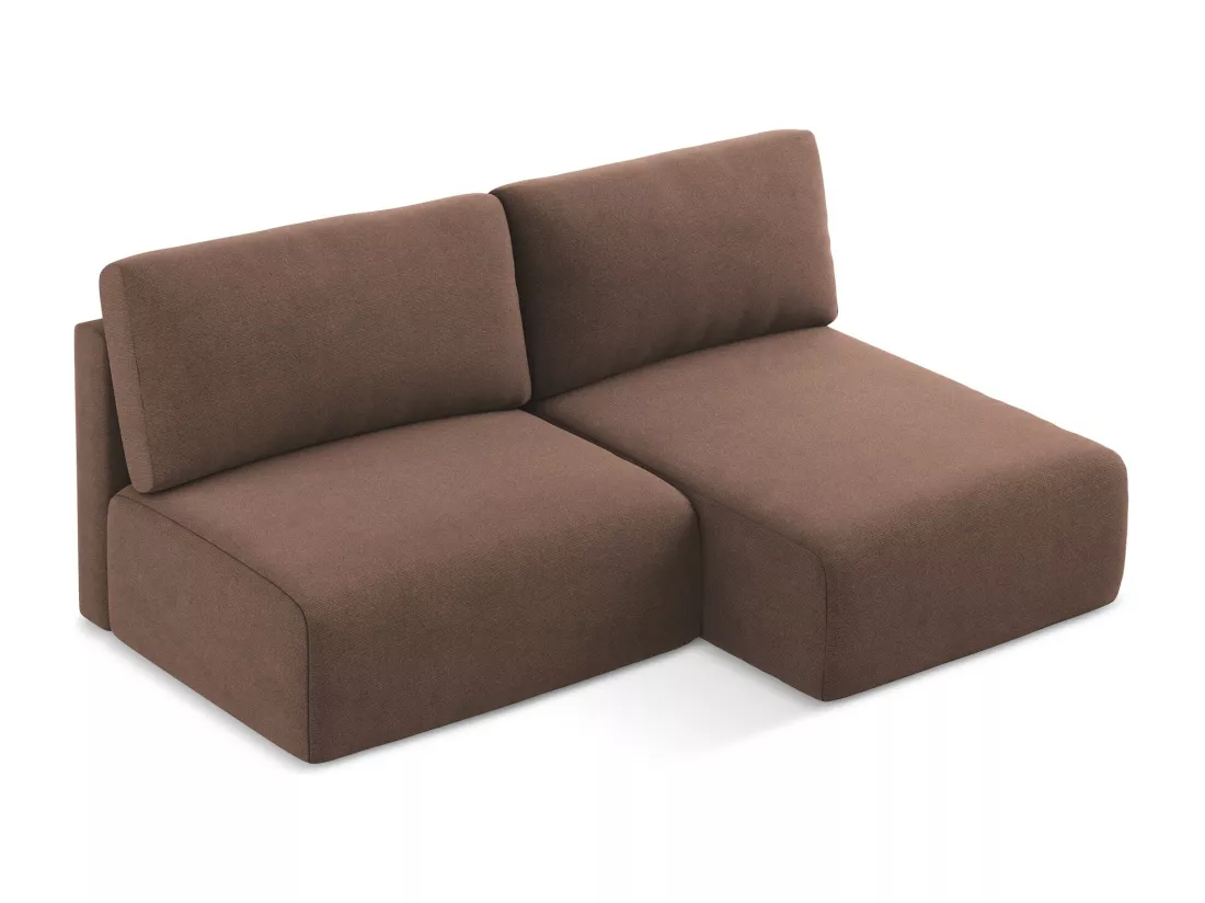 Canapé d’angle 3 places droit sans accoudoir convertible en Strukturstoff - rose poudré - KONA