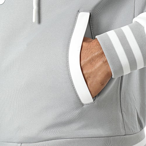 Ensemble Veste Boutonnée Et Pantalon Cargo Gris Blanc