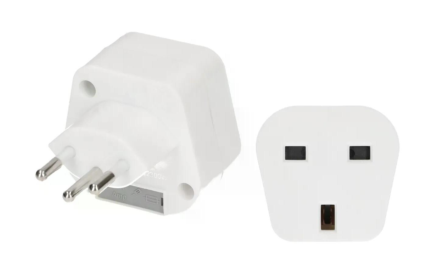 Reiseadapter GB – CH, WeissReise- und Übergangsstecker ermöglicht Verwendung von 3-poligen Geräten mit Schweizer-Stecker in Grossbritannien