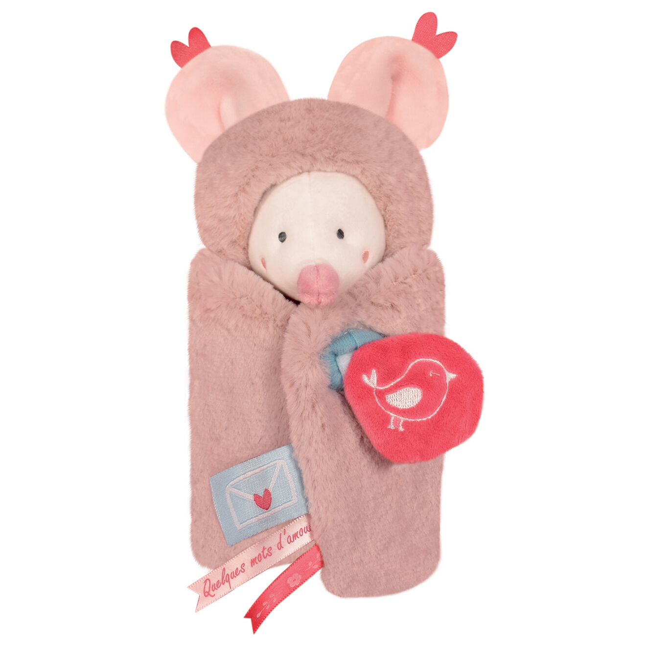 Doudou et Compagnie Doudou Souris Papillote rose - 28x5 cm