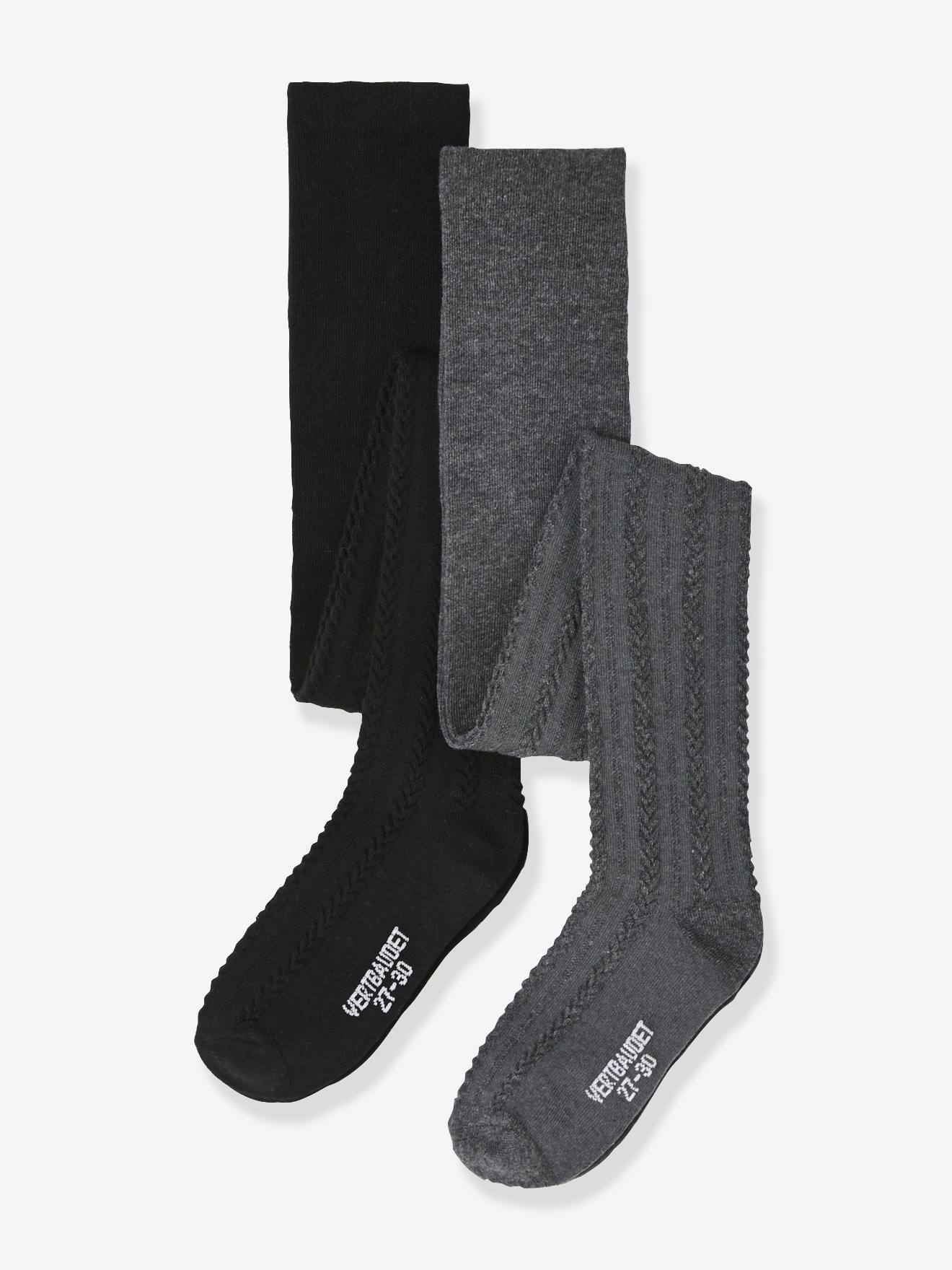 Conjunto de 2 meias-calças trançadas rosa claro para meninas