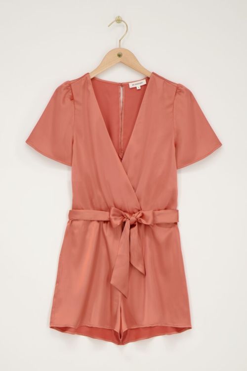 Oranje playsuit satijnen look