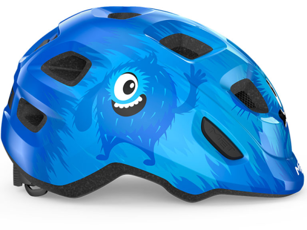 MET Hooray Green Buckle Børnehjelm, Blue Monsters