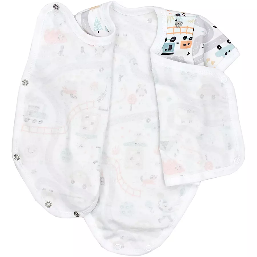TupTam Baby Jungen Kurzarm Wickelbody 5er Set beige-kombi