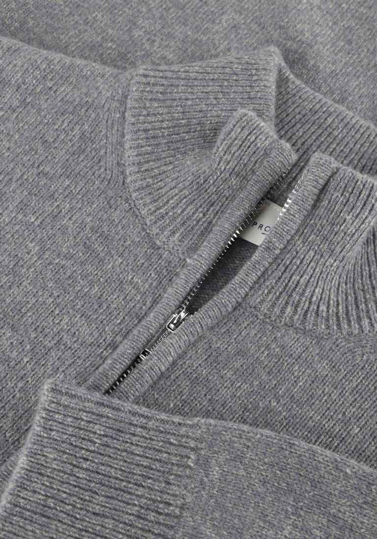 grijze profuomo trui pullover half zip wool blend
