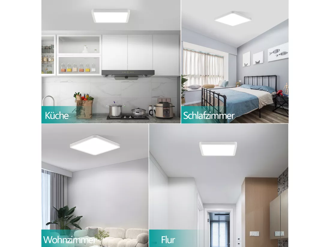 NETTLIFE Plafonnier LED plat 23CM 6500K 18W carré chambre blanc LED intégré en permanence