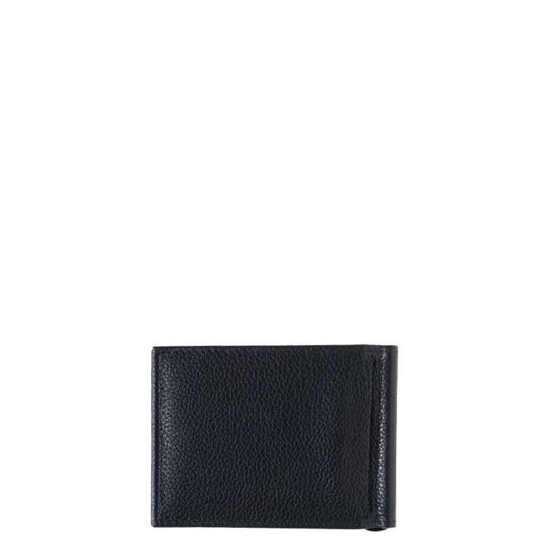 Portefeuille italien Hector avec pince à billets en cuir grainé Lune Bleue