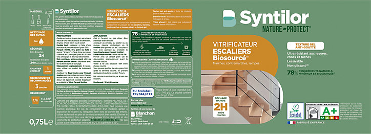 Vitrificateur escaliers Biosourcé Nature Protect Syntilor incolore mat 0,75L