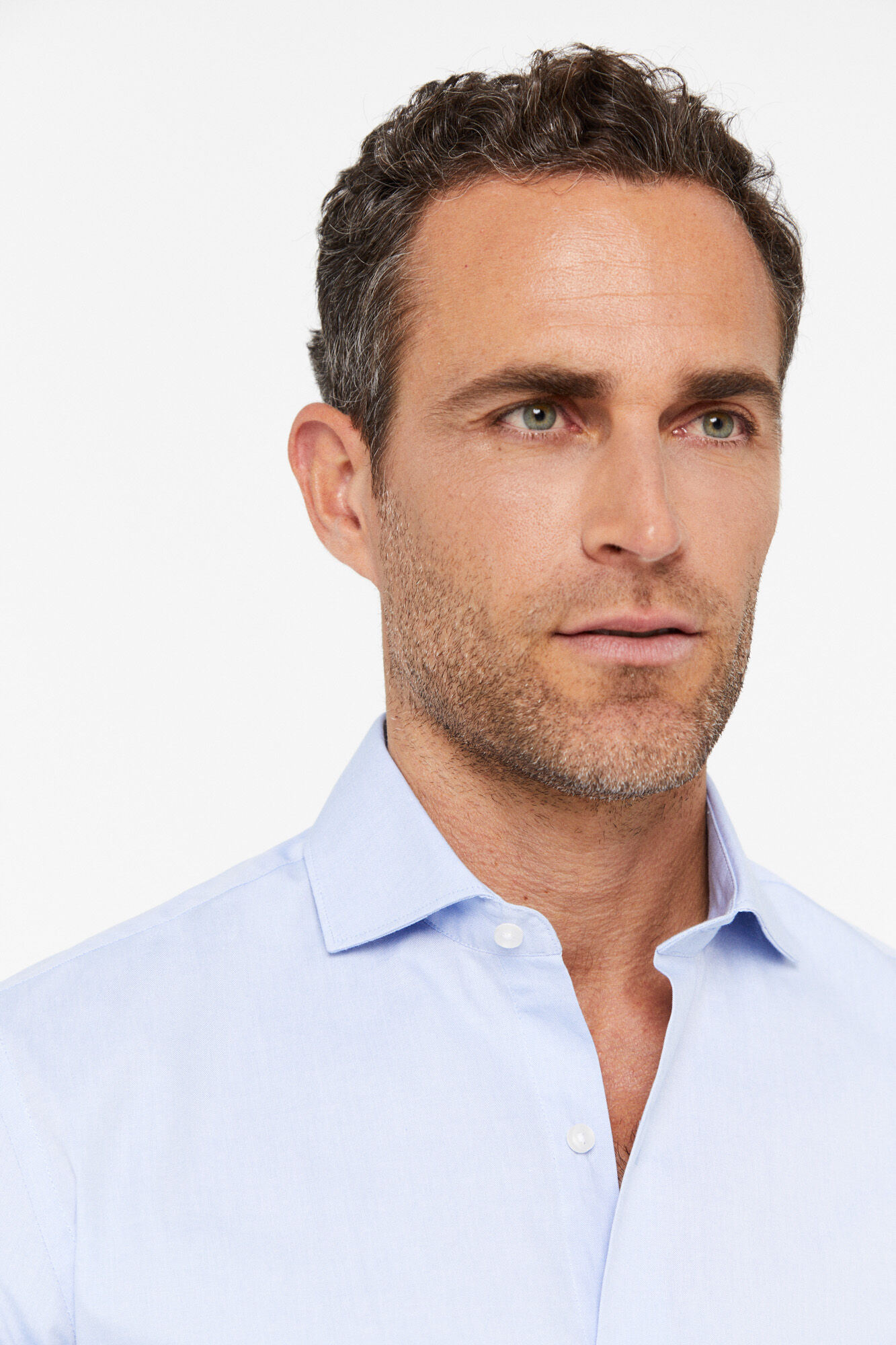 Camisa lisa de ponta fina - Azul