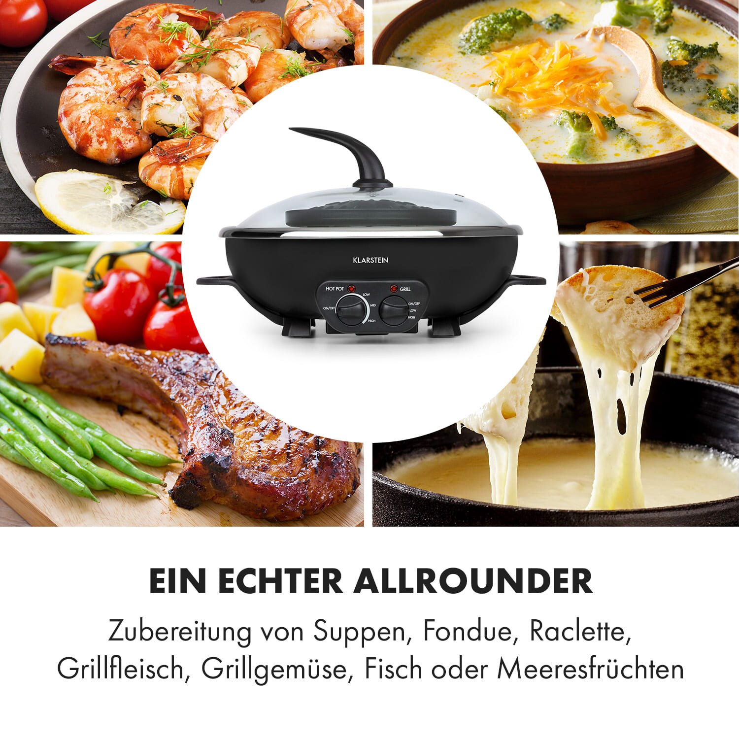 Szechuan 2-in-1 Hot Pot und Grillplatte 5l Vol. 1350 / 600 W