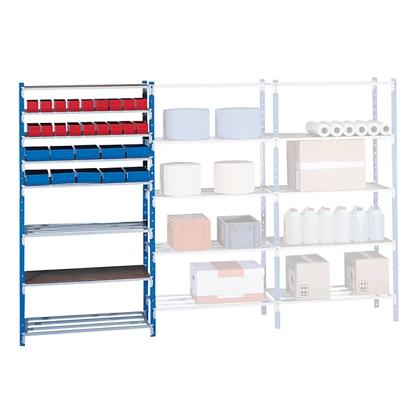 Rayonnage auto-clip 250 kg, élément de départ bleu, Largeur 125 cm Profondeur 50 cm