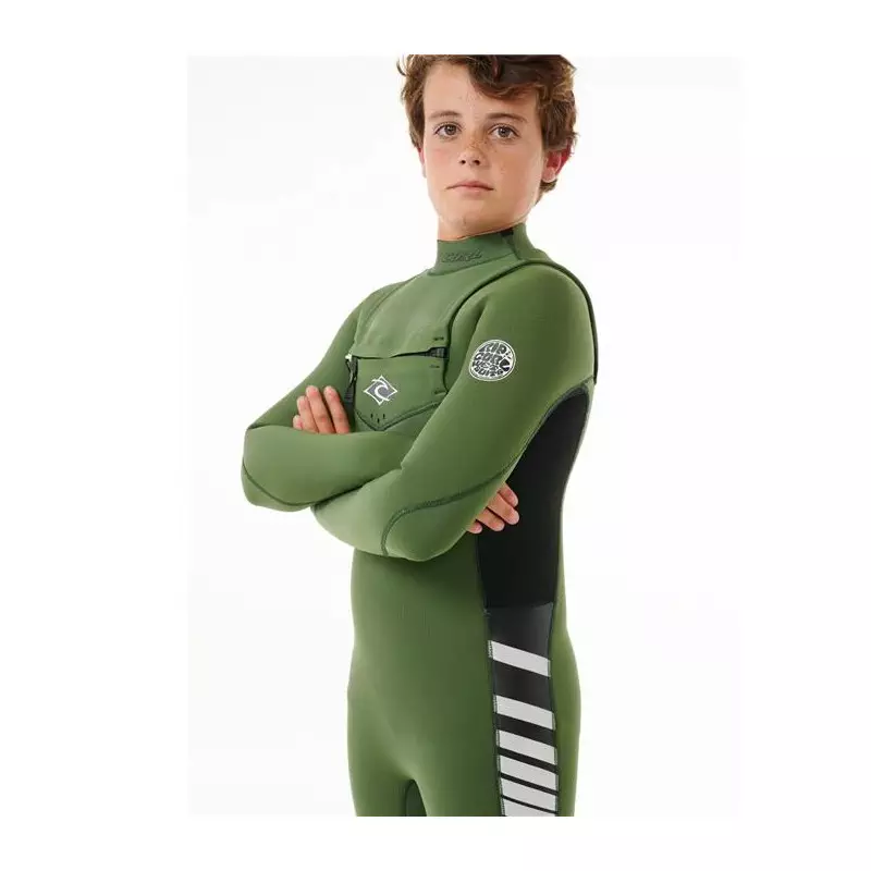 Combinaison intégrale junior RIPCURL Dawn Patrol 5/3 Chest Zip Green