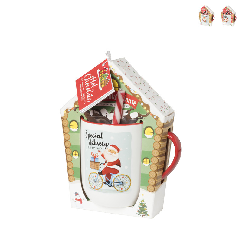 Santa's house mok met chocomelk - diverse varianten