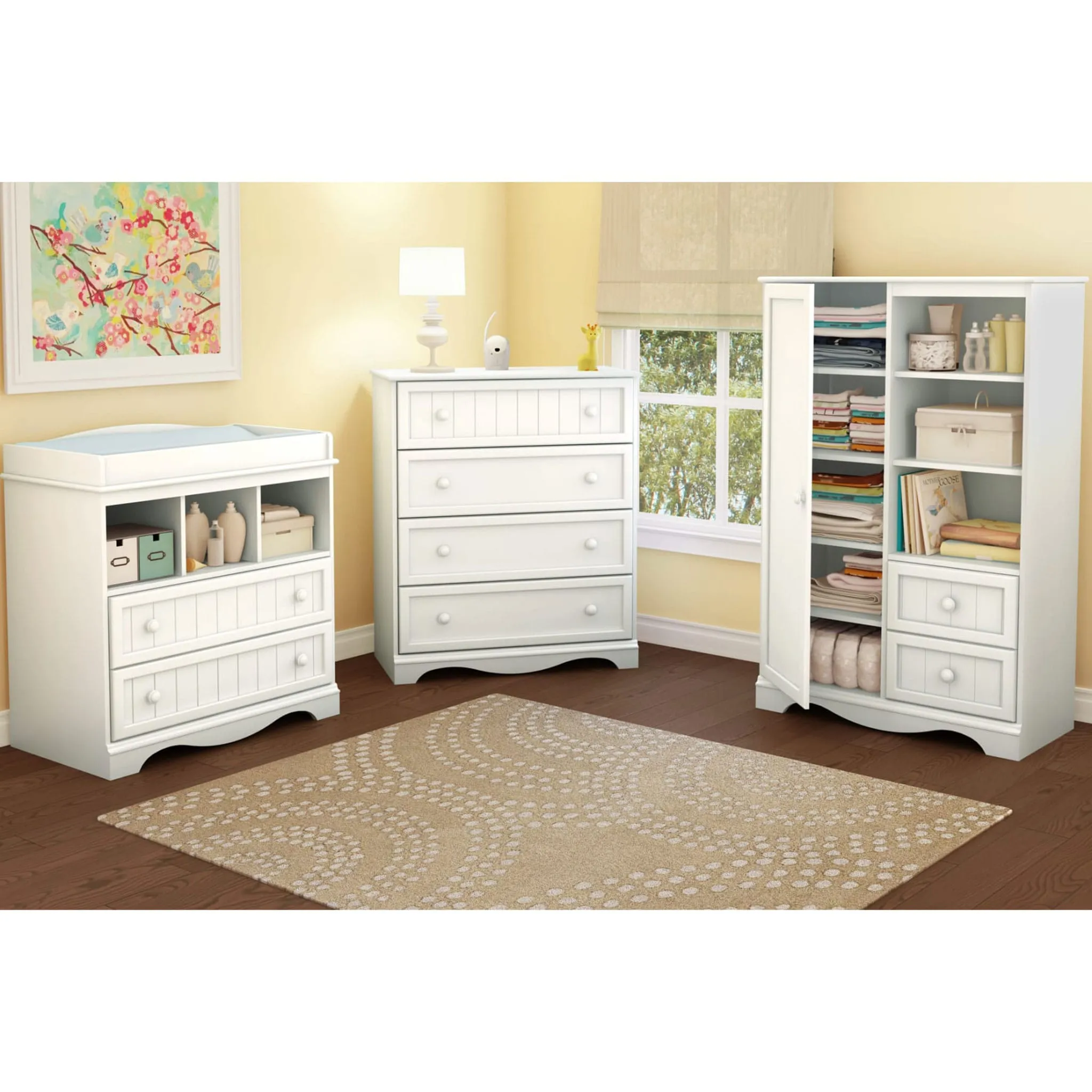 South Shore Commode à Porte Savannah - Blanc Solide