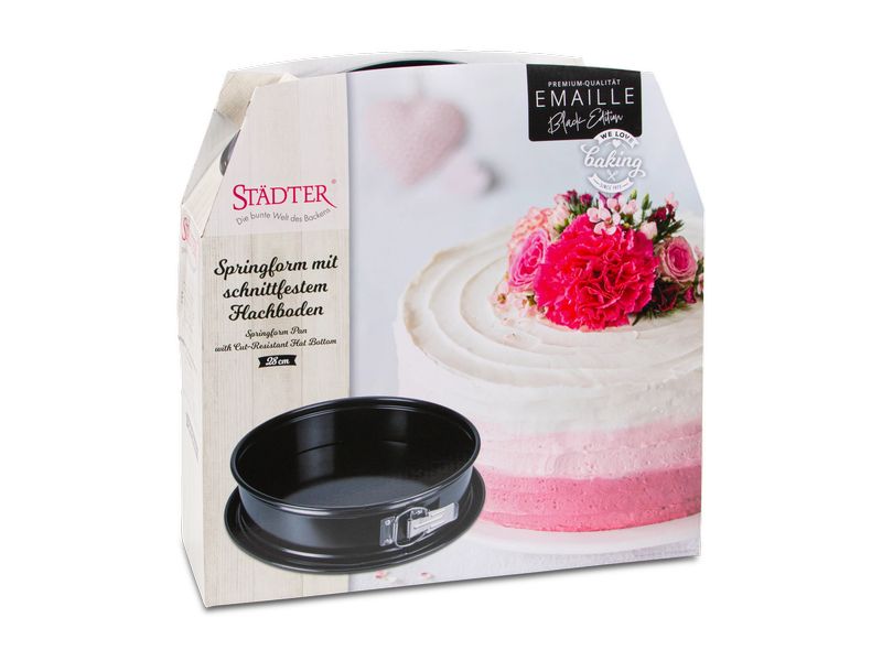 Städter Springform Emaille mit Flachboden, 28 cm Backform für Kuchen