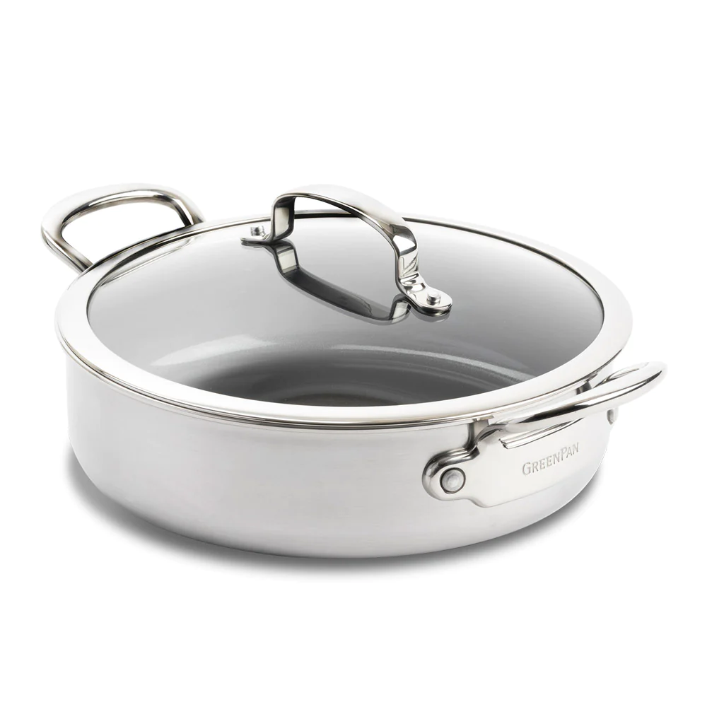 Sauteuse Première 26 cm en Inox avec Couvercle Greenpan